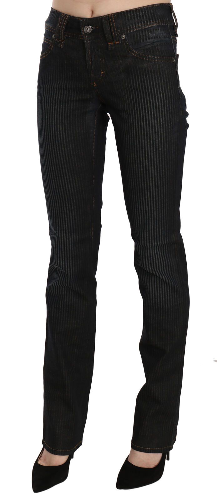 John Galliano Elegant Black Slim Fit Corduroy Jeans John Galliano