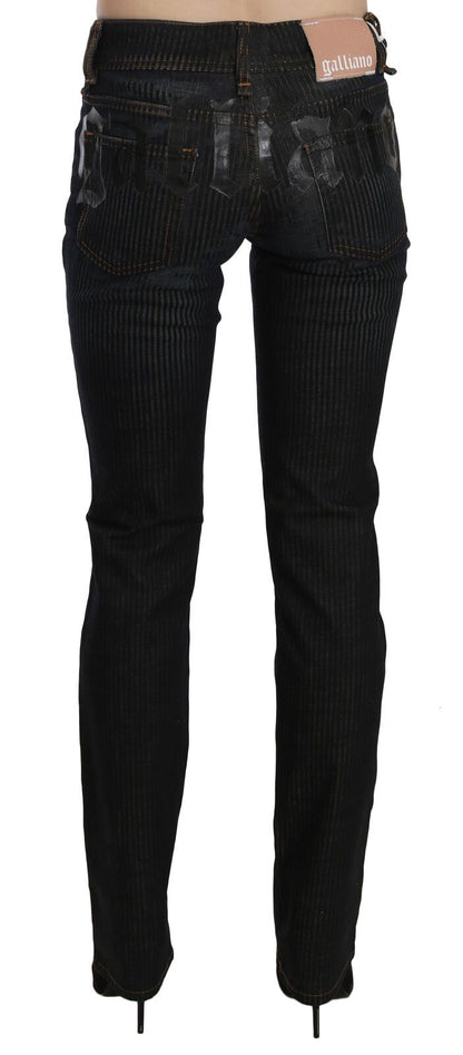 John Galliano Elegant Black Slim Fit Corduroy Jeans John Galliano