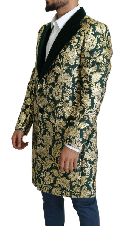 Dolce & Gabbana Elegant Gold Green Jacquard Sicilia Jacket Dolce & Gabbana