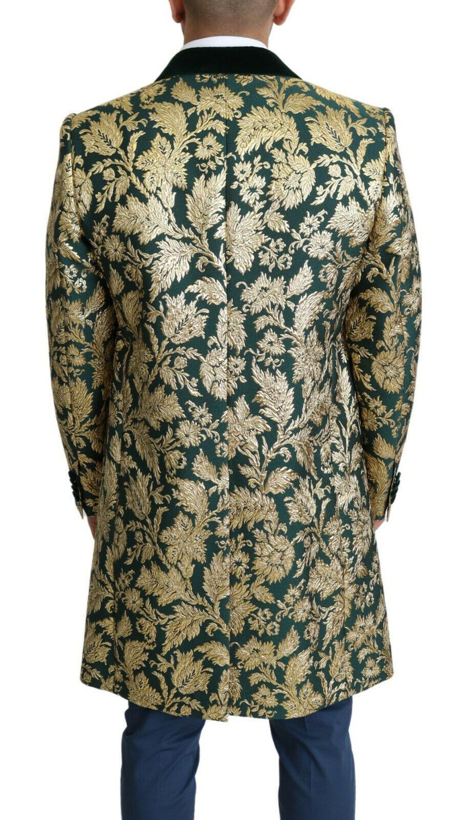 Dolce & Gabbana Elegant Gold Green Jacquard Sicilia Jacket Dolce & Gabbana