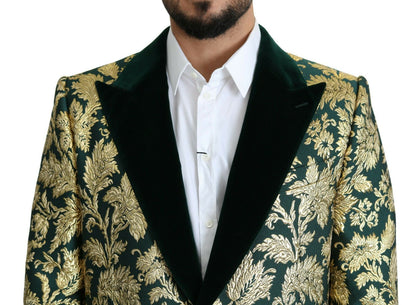 Dolce & Gabbana Elegant Gold Green Jacquard Sicilia Jacket Dolce & Gabbana