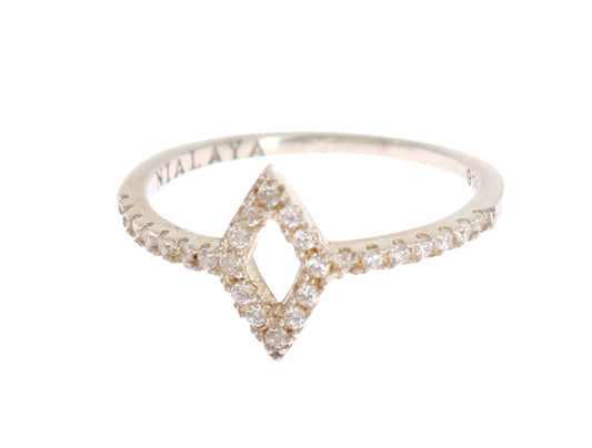 Nialaya Elegant Silver CZ Crystal Studded Ring Nialaya