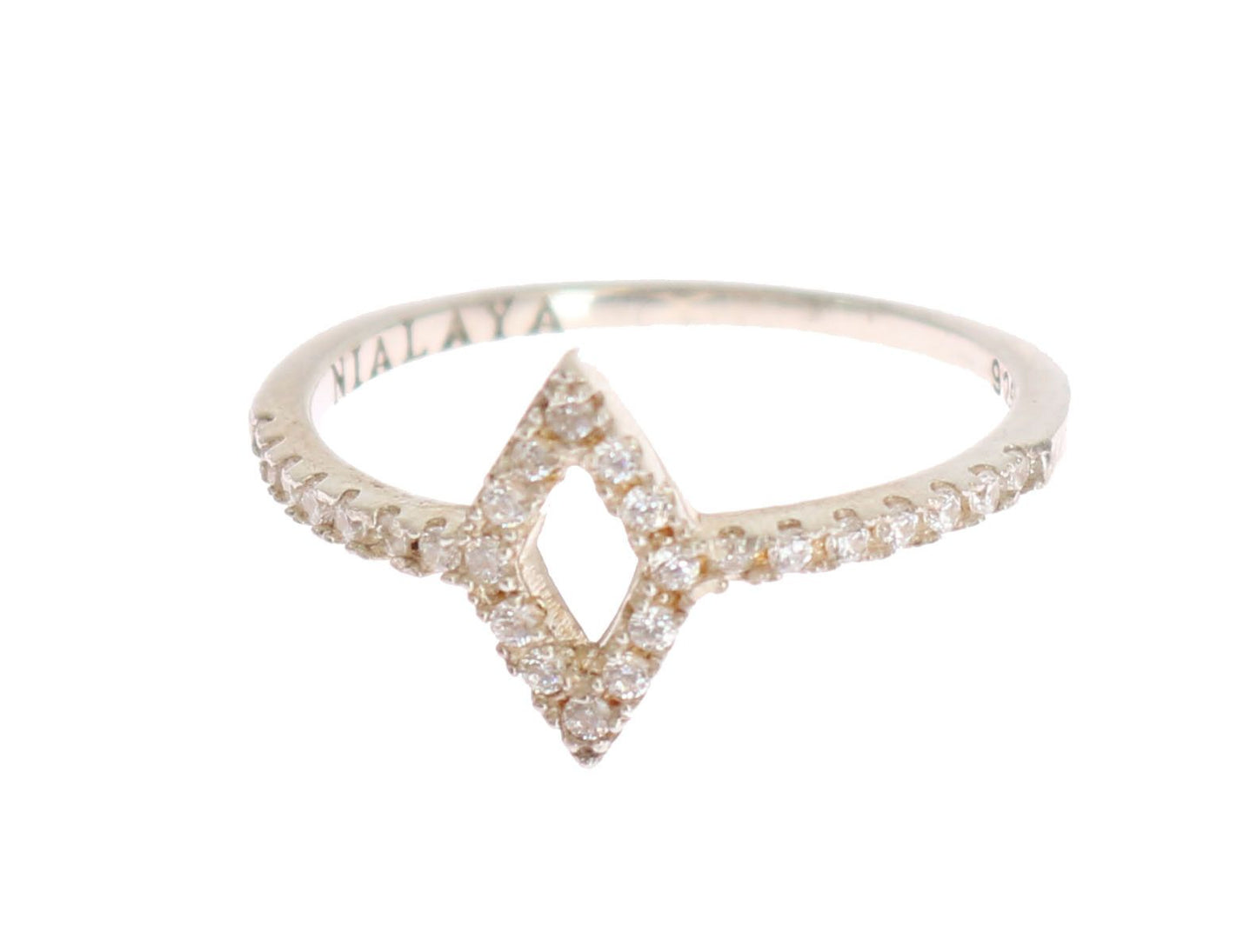 Nialaya Elegant Silver CZ Crystal Studded Ring Nialaya