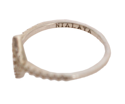 Nialaya Elegant Silver CZ Crystal Studded Ring Nialaya