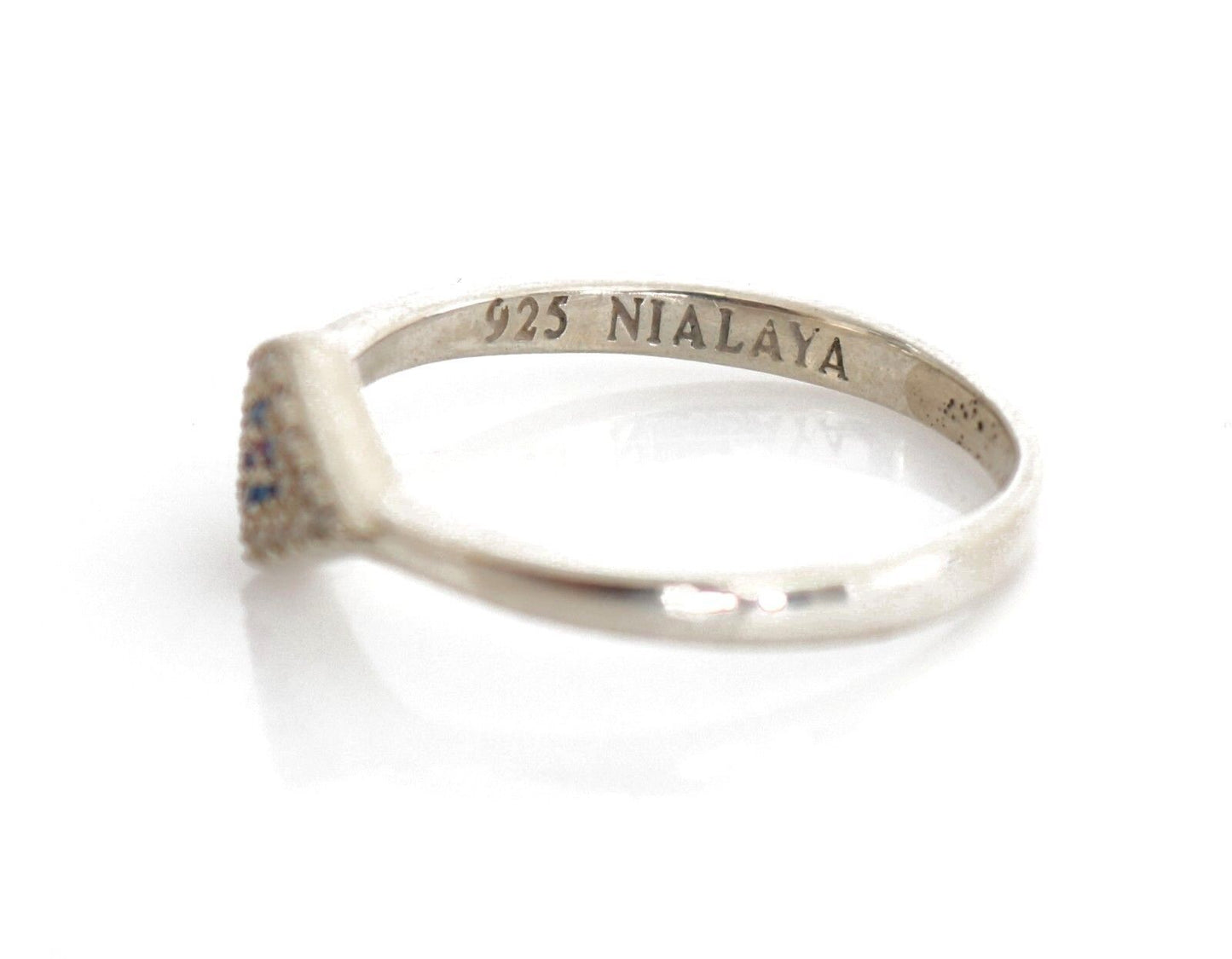 Nialaya Elegant Silver CZ Crystal Encrusted Ring Nialaya