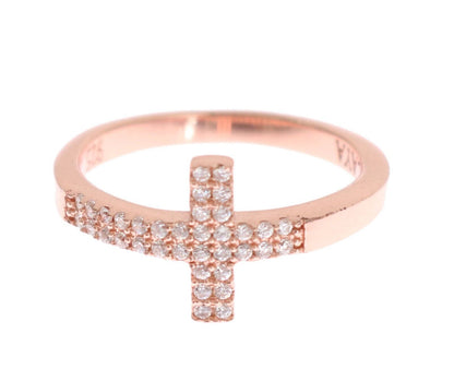 Nialaya Elegant Pink Crystal Encrusted Silver Ring Nialaya