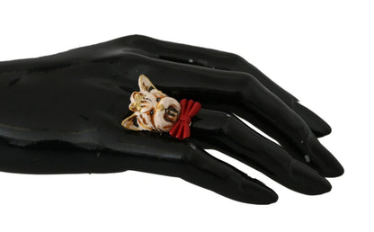 Dolce & Gabbana Elegant Canine-Inspired Gold Tone Ring Dolce & Gabbana