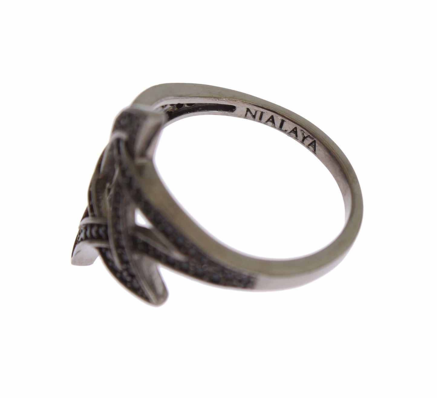 Nialaya Chic Black Rhodium Silver CZ Crystal Ring Nialaya