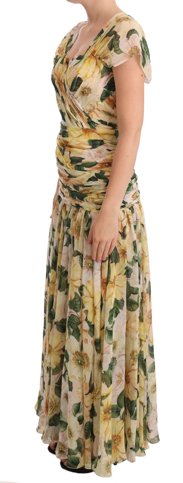 Dolce & Gabbana Floral Elegance Silk Pleated Maxi Dress Dolce & Gabbana