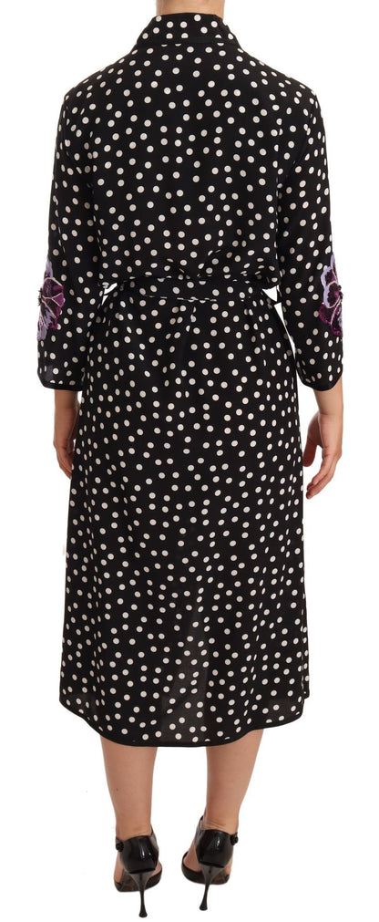 Dolce & Gabbana Elegant Silk Polka Dot Sequin Midi Dress Dolce & Gabbana