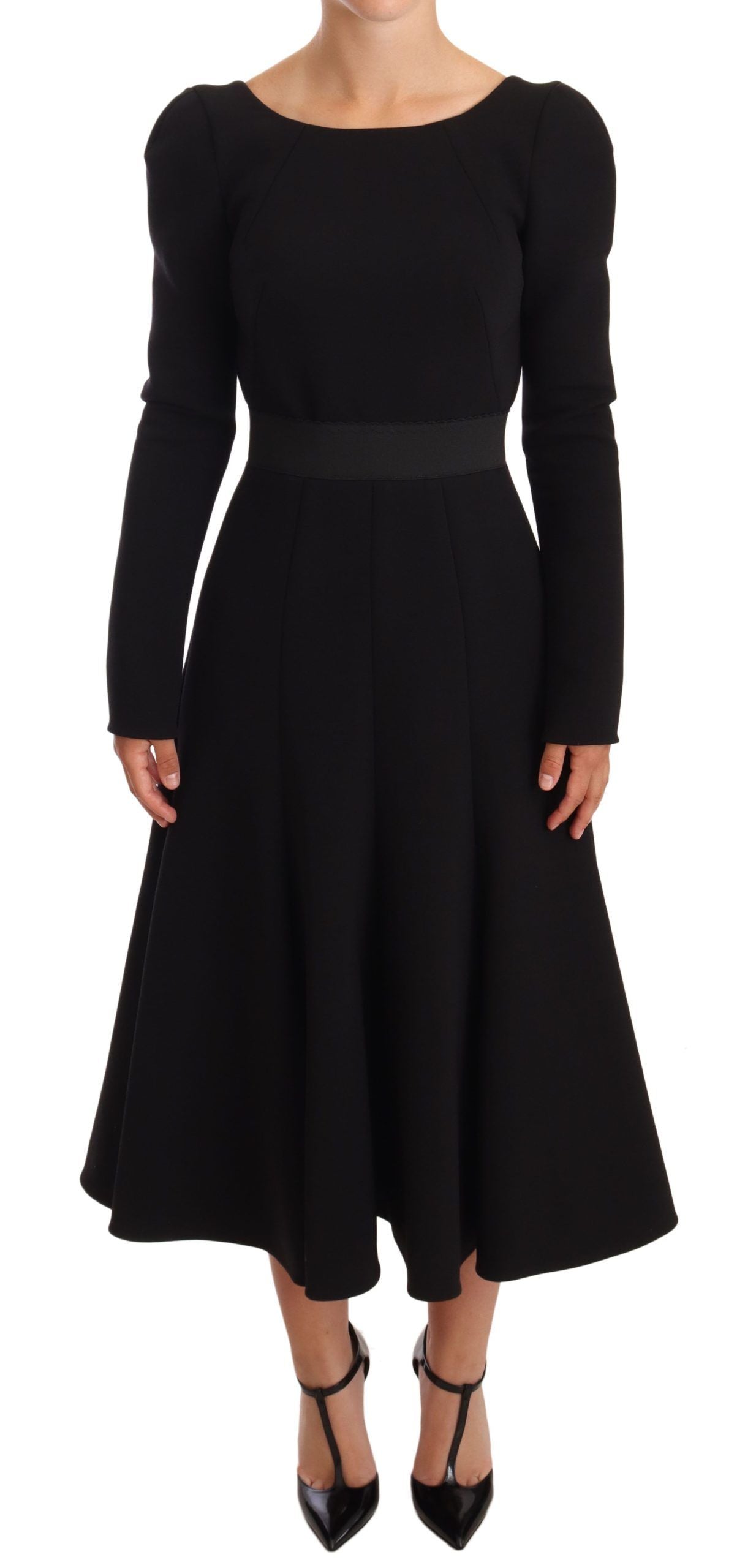 Dolce & Gabbana Elegant Black Stretch Sheath Mid-Calf Dress Dolce & Gabbana