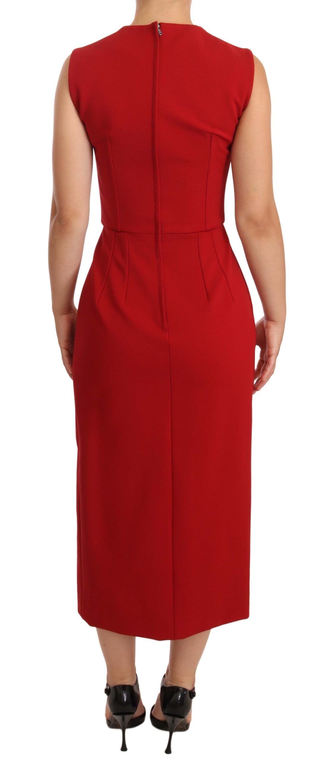 Dolce & Gabbana Elegant Sweetheart Midi Dress in Red Dolce & Gabbana