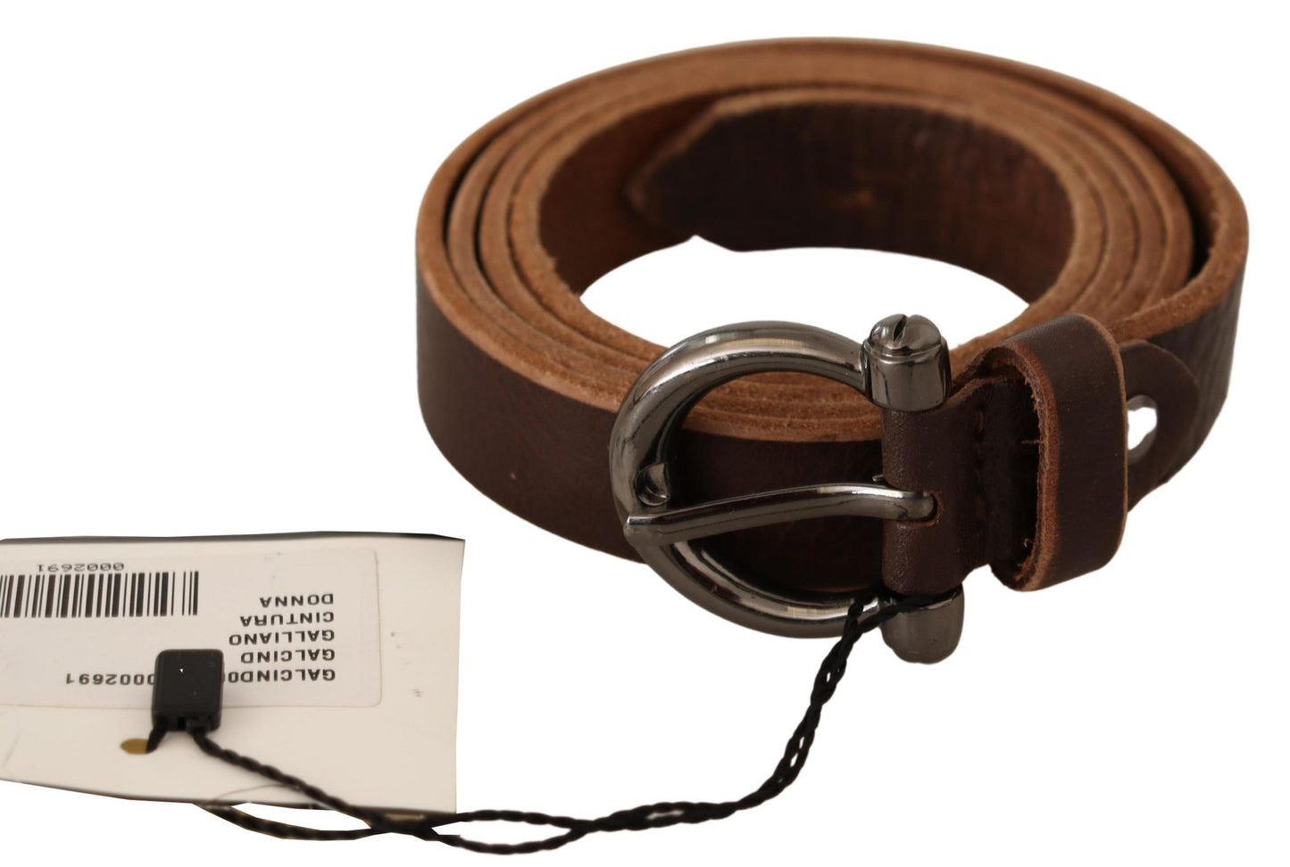 John Galliano Elegant Brown Leather Fashion Belt John Galliano