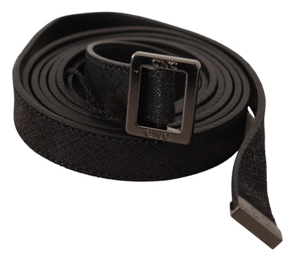 Costume National Chic Black Leather Fashion Belt with Metal Buckle Costume National