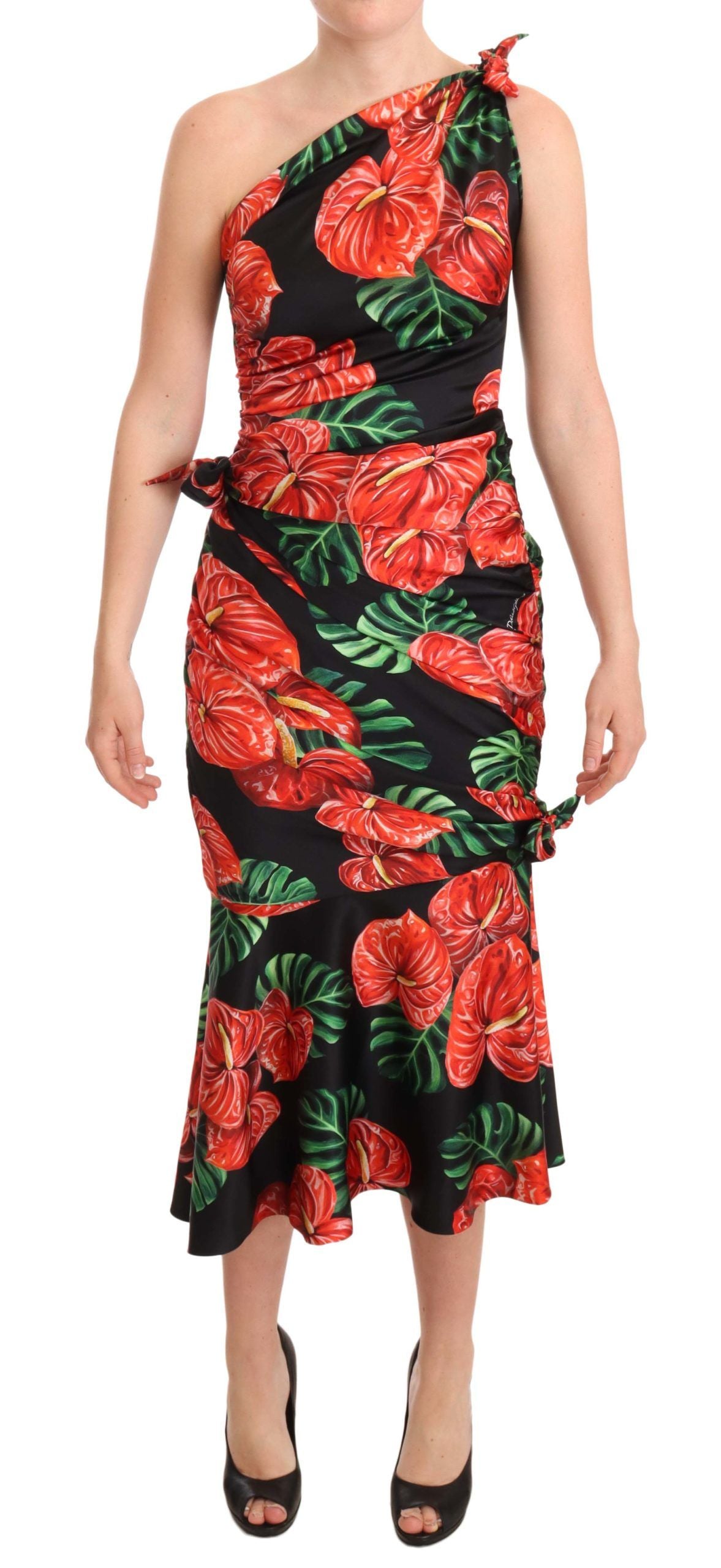 Dolce & Gabbana Elegant Floral Silk Draped Dress Dolce & Gabbana