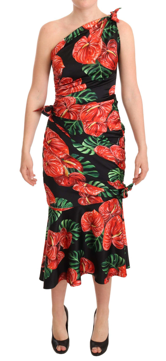 Dolce & Gabbana Elegant Floral Silk Draped Dress Dolce & Gabbana