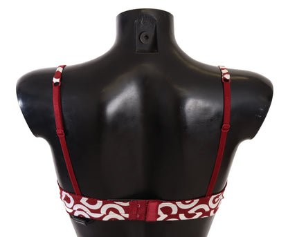 Dolce & Gabbana Red Cotton Logo Printed Designer Bra Dolce & Gabbana