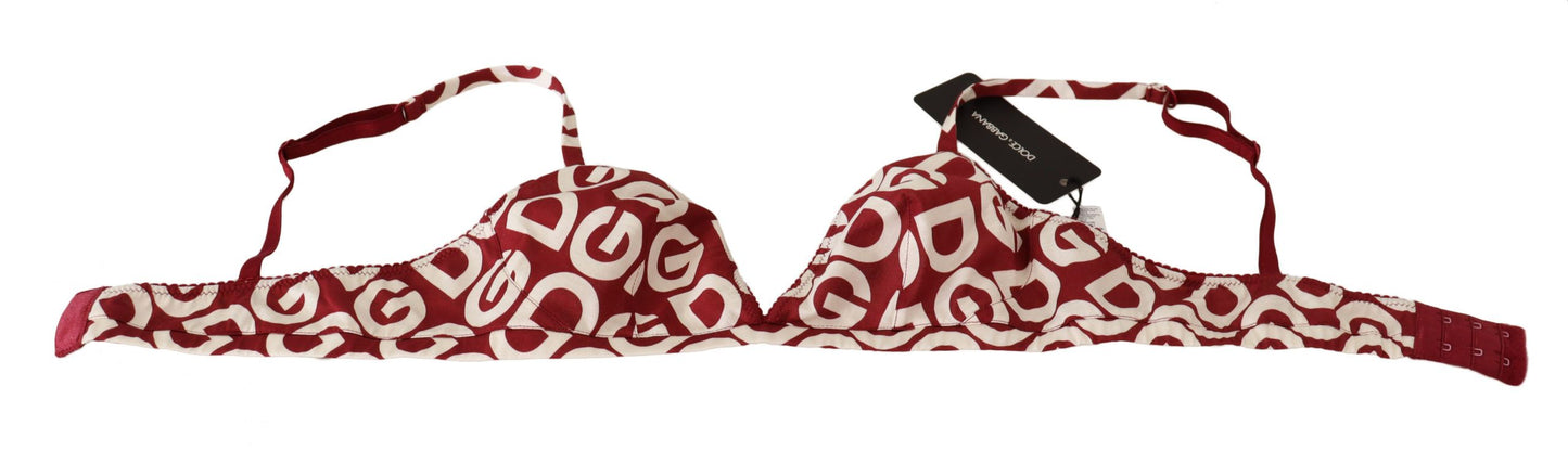 Dolce & Gabbana Red Cotton Logo Printed Designer Bra Dolce & Gabbana