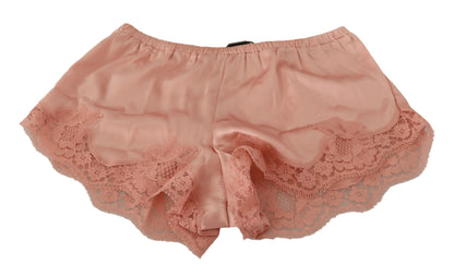 Dolce & Gabbana Elegant Powder Pink Silk Lace Lingerie Shorts Dolce & Gabbana