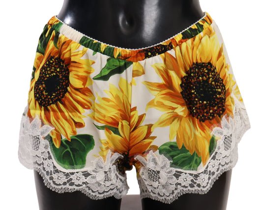 Dolce & Gabbana Sunflower Lace Lingerie Shorts - Silk Blend Dolce & Gabbana