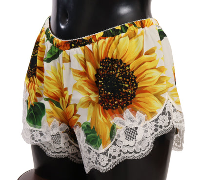 Dolce & Gabbana Sunflower Lace Lingerie Shorts - Silk Blend Dolce & Gabbana