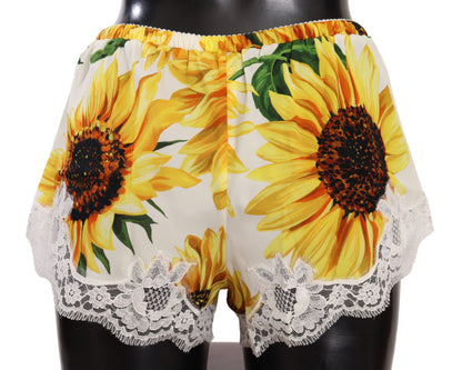 Dolce & Gabbana Sunflower Lace Lingerie Shorts - Silk Blend Dolce & Gabbana