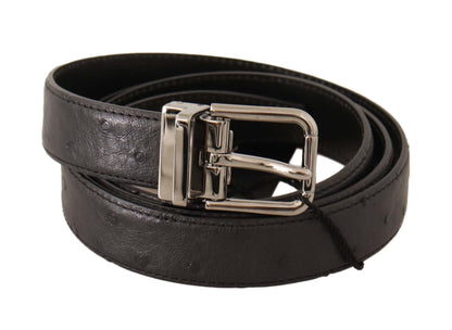 Dolce & Gabbana Elegant Black Leather Belt with Silver Buckle Dolce & Gabbana