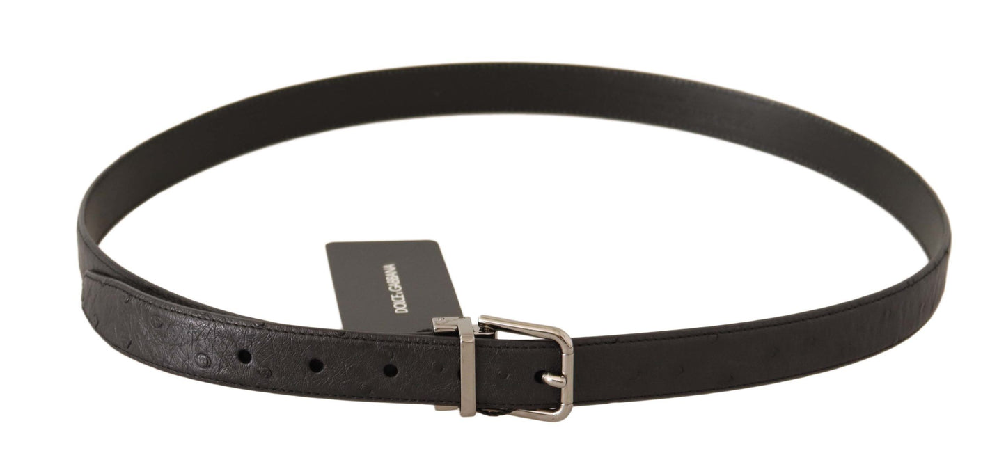 Dolce & Gabbana Elegant Black Leather Belt with Silver Buckle Dolce & Gabbana