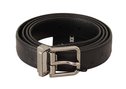 Dolce & Gabbana Elegant Black Leather Belt with Silver Buckle Dolce & Gabbana