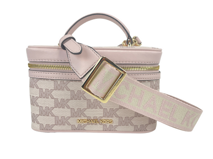 Michael Kors Jet Set Medium Powder Blush Jacquard Canvas Zip Trunk Crossbody Bag Michael Kors