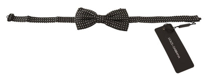 Dolce & Gabbana Elegant Silk Black Bow Tie with Metal Clasp Detail Dolce & Gabbana