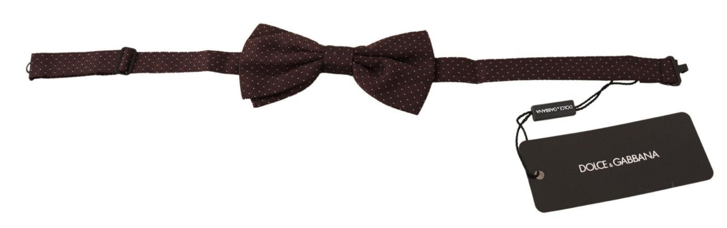 Dolce & Gabbana Elegant Brown Dot Pattern Silk Bow Tie Dolce & Gabbana