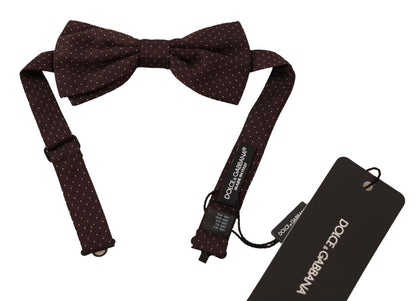 Dolce & Gabbana Elegant Brown Dot Pattern Silk Bow Tie Dolce & Gabbana