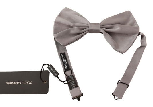 Dolce & Gabbana Elegant Silver Grey Silk Bow Tie Dolce & Gabbana