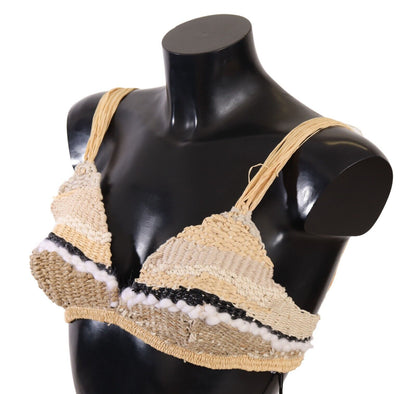 Dolce & Gabbana Chic Beige Crochet Cropped Top Dolce & Gabbana