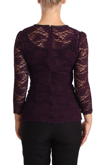 Dolce & Gabbana Elegant Sheer Lace Long Sleeve Blouse Dolce & Gabbana