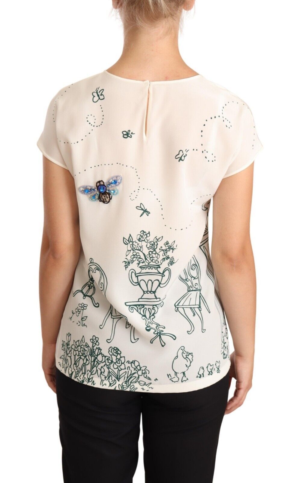 Dolce & Gabbana Elegant Silk Botanical Garden Fountain Tee Dolce & Gabbana