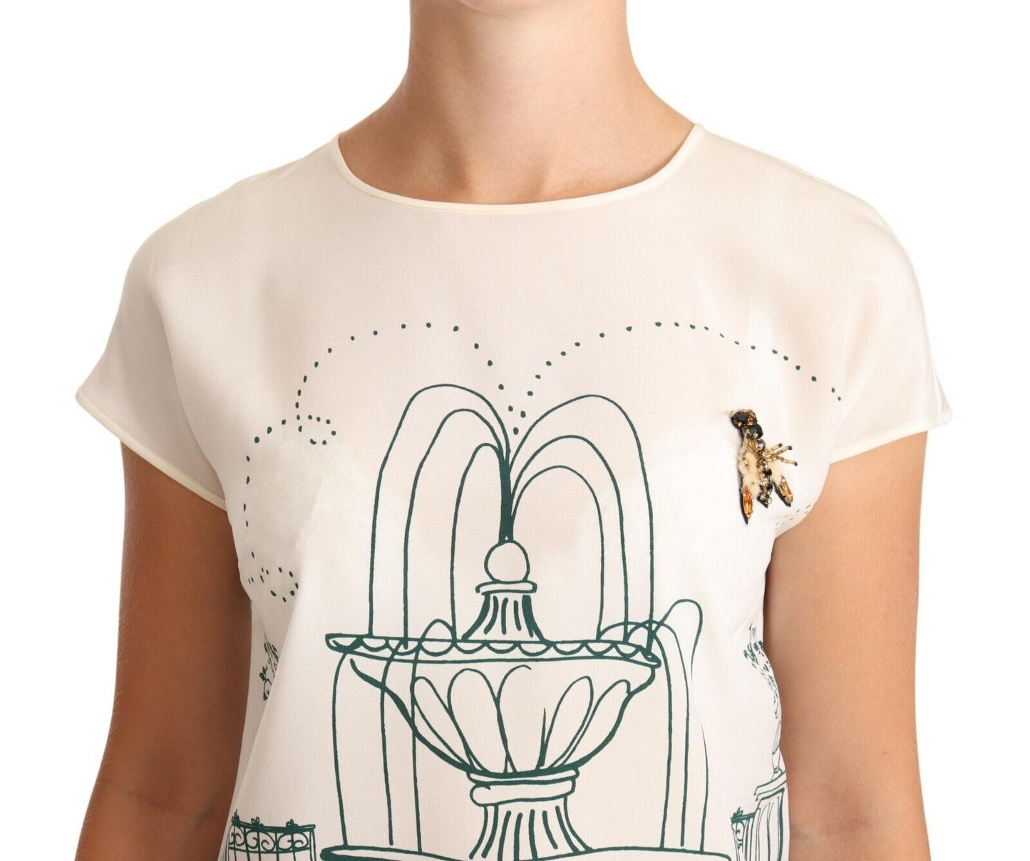 Dolce & Gabbana Elegant Silk Botanical Garden Fountain Tee Dolce & Gabbana