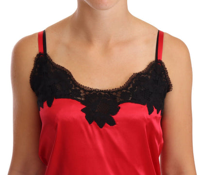 Dolce & Gabbana Silk Blend Lace-Trim Camisole in Red & Black Dolce & Gabbana