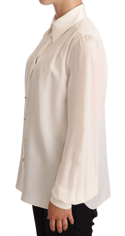 Dolce & Gabbana Elegant Silk Top in Off White Dolce & Gabbana