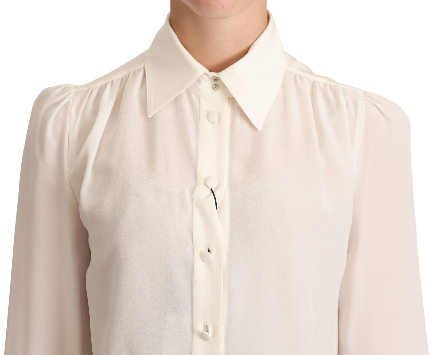 Dolce & Gabbana Elegant Silk Top in Off White Dolce & Gabbana