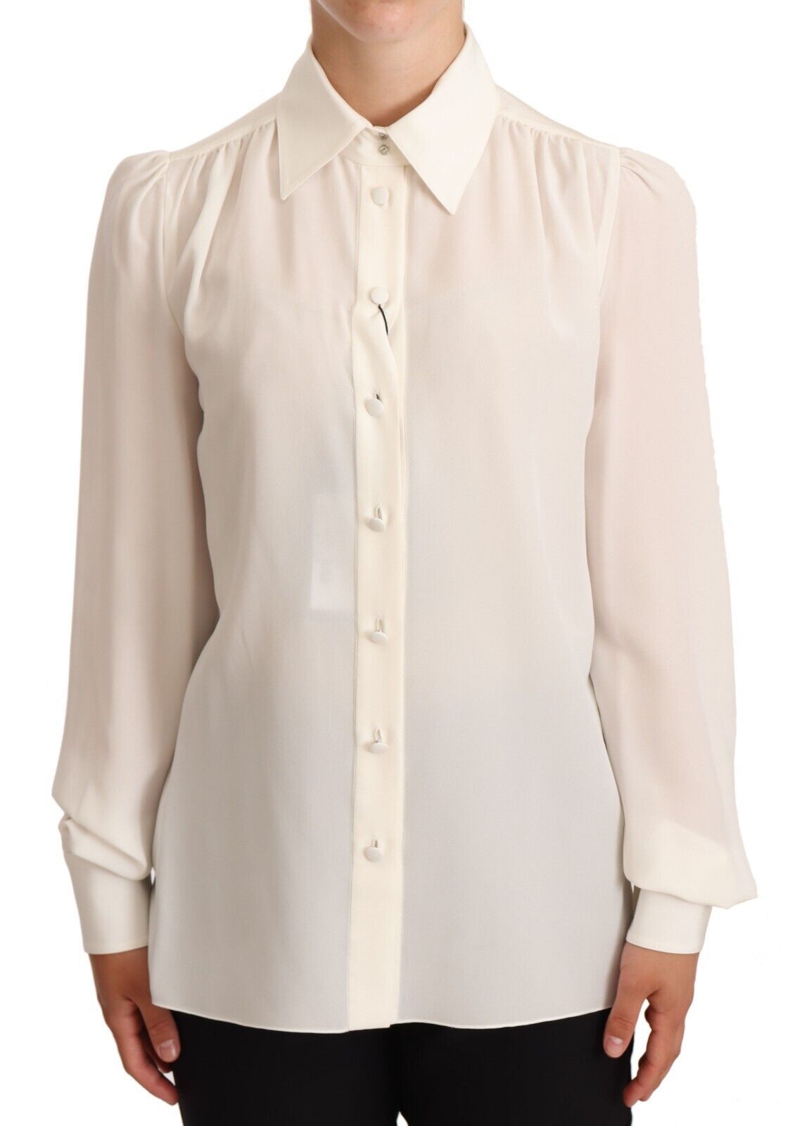 Dolce & Gabbana Elegant Silk Top in Off White Dolce & Gabbana