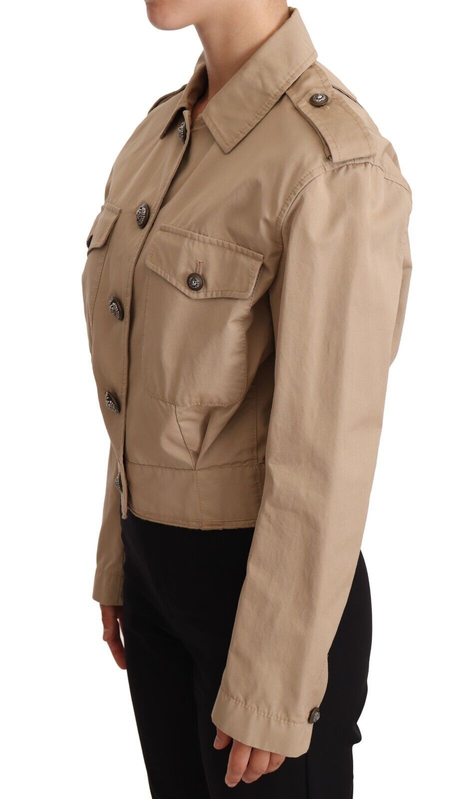 Dolce & Gabbana Elegant Cropped Cotton Jacket in Beige Dolce & Gabbana