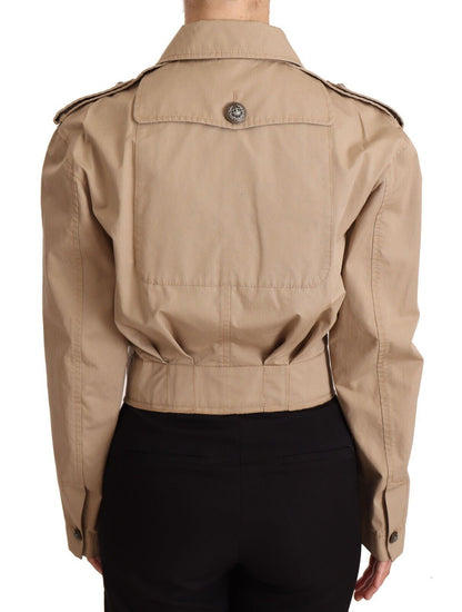 Dolce & Gabbana Elegant Cropped Cotton Jacket in Beige Dolce & Gabbana