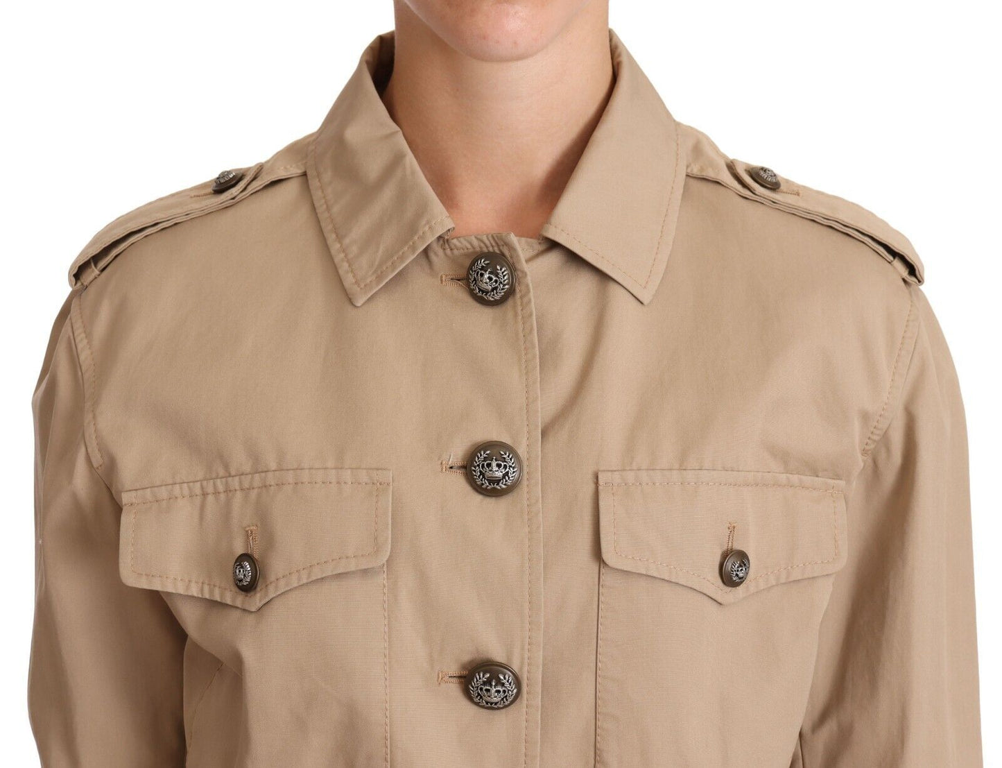 Dolce & Gabbana Elegant Cropped Cotton Jacket in Beige Dolce & Gabbana