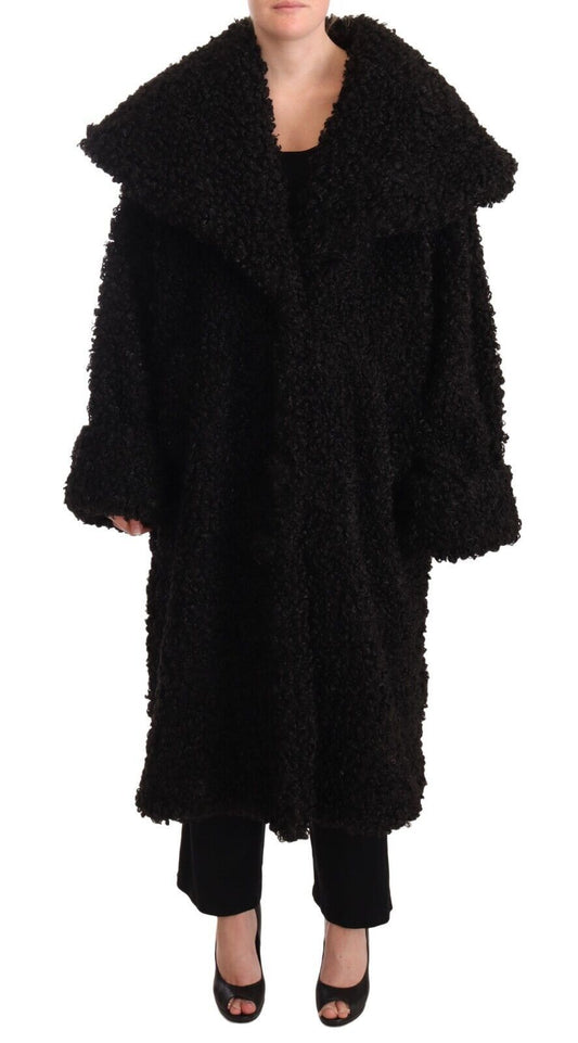 Dolce & Gabbana Elegant Black Fur Cape Trench Coat Dolce & Gabbana