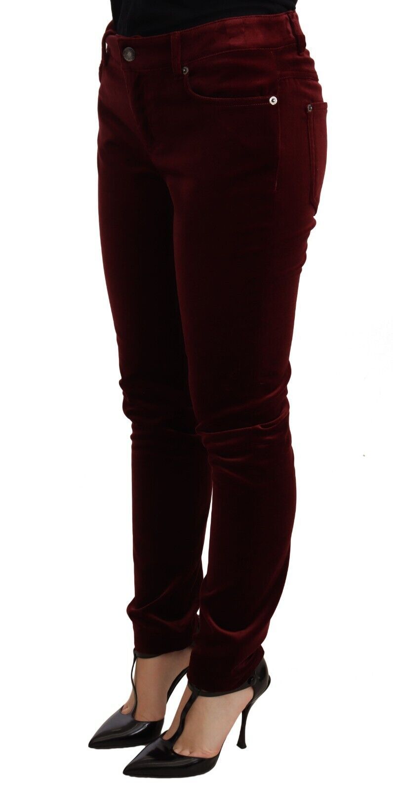 Dolce & Gabbana Elegant Red Velvet Skinny Pants Dolce & Gabbana