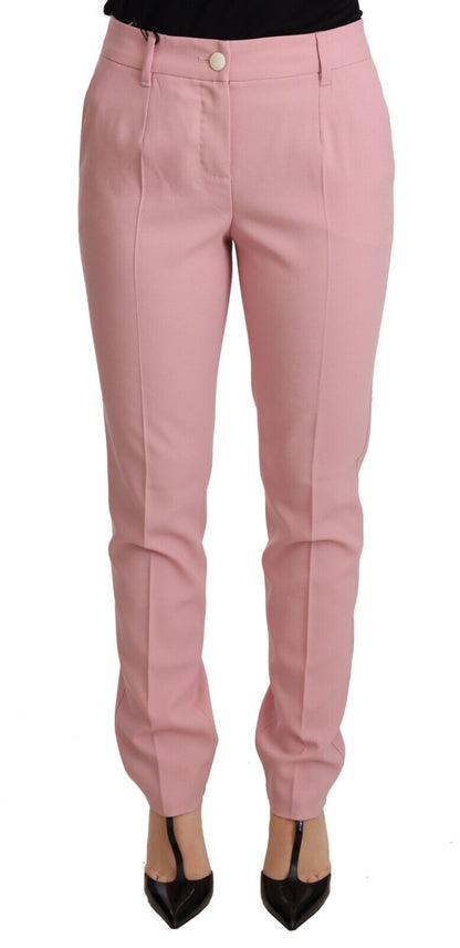 Dolce & Gabbana Elegant Pink Tapered Wool Trousers Dolce & Gabbana