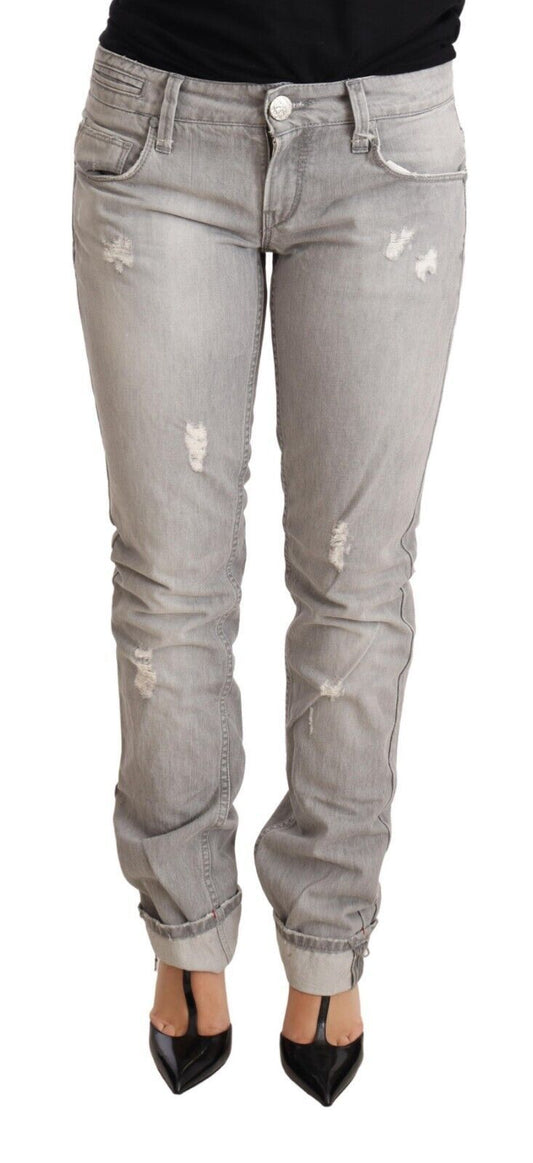 Acht Chic Slim Fit Tattered Gray Wash Jeans Acht