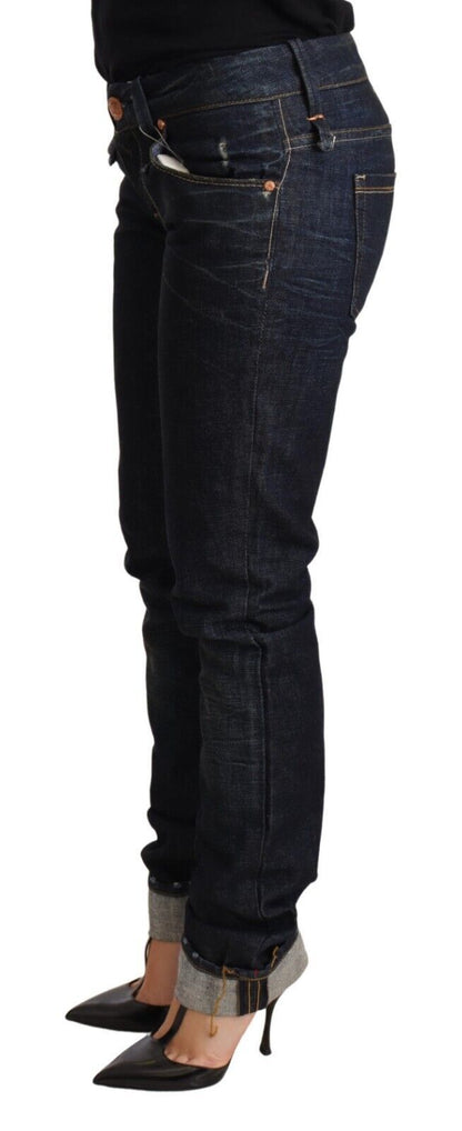 Acht Elegant Low Waist Skinny Dark Blue Jeans Acht